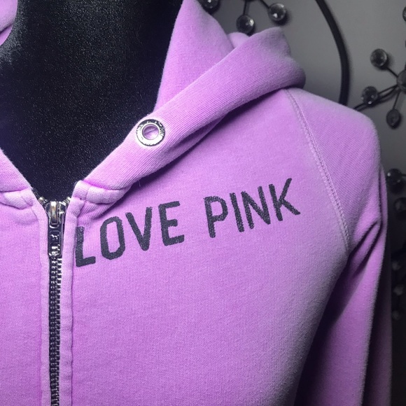 PINK Purple Faded Look Zip Up Love pink Hoodie - Picture 2 of 7